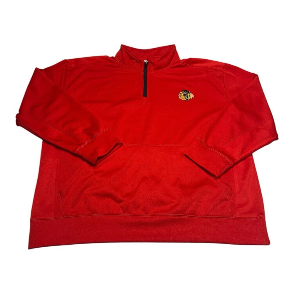 Chicago Blackhawks 1/4 Zip Sweatshirt Mens XXL‎ Red Pullover Fleece NHL Brand